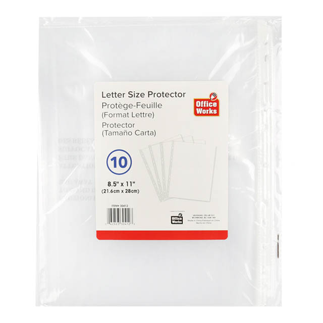 SHEET PROTECTOR 8.5X11IN CLEAR  PCS/PKG