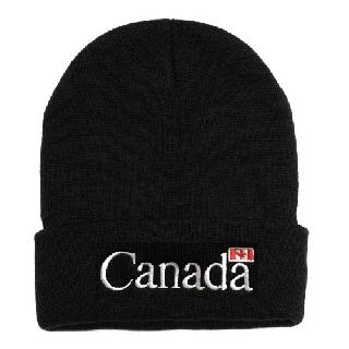 CANADA SOUVENIR WINTER HAT CANADA LOG BLACK
