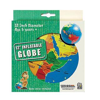 INFLATABLE GLOBE 12INCH DISCOVER EARTH-OCEANS-COUNTRIESSKU:237244