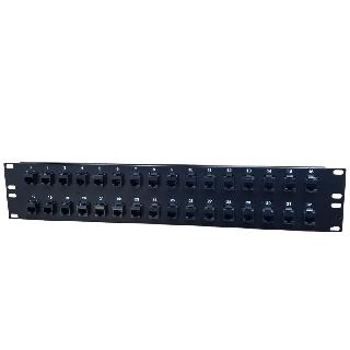 Patch Panel 32port Cat5e Blk 2u 19in Feed Through