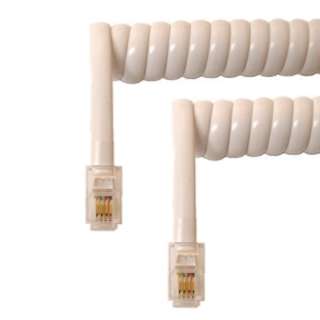 MODULAR CABLE 4P4C M/M 6FT CURLY WHITESKU:112519