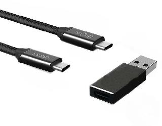 USB CABLE C M/M 3.1 3FT W/USB C FEM TO A MALE ADAPTER BLACK