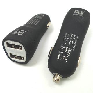 USB CAR CHARGER DUAL 5VDC@1A 5VDC@2.4A ASSORTED COLORSSKU:258087