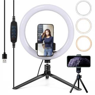 SELFIE RING LIGHT 10IN WITH 2 PHONE HOLDERS & 2 TRIPOD STANDSSKU:256138