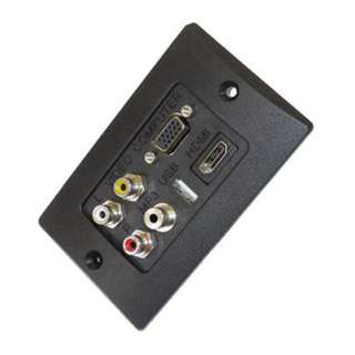 WALL PLATE HDMI VGA USB 3.5MM STEREO JACK 3 RCA FEMALE BLACK