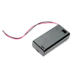 BATTERY HOLDER AAX2 WITH SWITCH WIRE 15CM AND COVER PLASTIC BLKSKU:247230