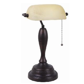 TABLE LAMP AMBER ALABASTER GLASS PULL CHAIN SWITCH W/LED BULBSKU:253066