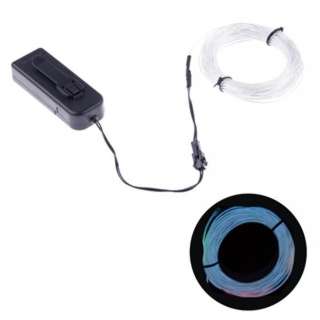 EL WIRE WHITE 2.3MM 3M WITH 3V BATTERY PACK INVERTER