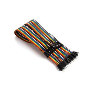 JUMPER WIRE MALE FEMALE 40PINS FLAT CABLE COLOUR 15CM 22-26AWG