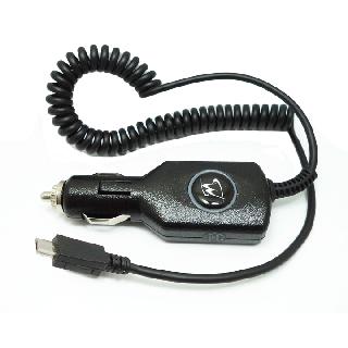USB CAR CHARGER W/MICRO USB 6FT BLACK CURLY CABLE
