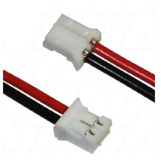 JST PH CONN 2PIN 2MM WITH 15CM RED & BLK WIRES