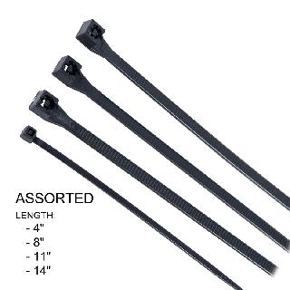 CABLE TIE ASSORTED BLK 4IN 8IN 11IN & 14INSKU:251512
