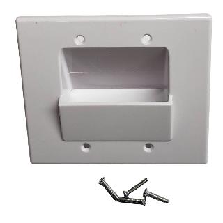 WALL PLATE FOR BULK CABLE DUAL GANG WHITE PASS THROUGH