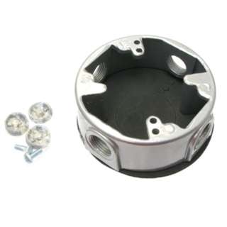 ELECTRICAL BOX 4INCH ROUND WP 1.5IN DEEP 4 O/LET W/0.5IN HOLESKU:237867