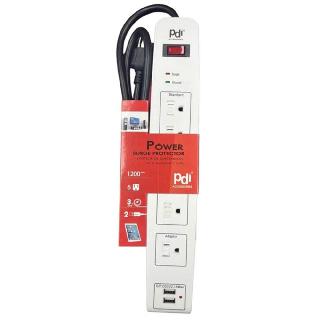 POWER BAR 6 O/LET 3FT CORD 1200J SUGRE PROTECT WHT W/2USB 2.1A