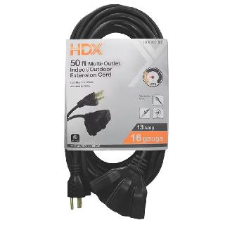 EXTENSION CORD 3/16 50FT SJTW BLK TRIPLE TAP ALL-WEATHER 13ASKU:274436
