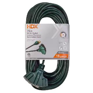 EXTENSION CORD 3/16 75FT SJTW GRN TRIPLE TAP ALL-WEATHER 10ASKU:274435