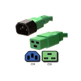 JUMPER CORD EXT C14 TO C19 3/14 4FT RND GREEN FOR DATA CENTERSSKU:252402