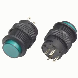 PUSH SWITCH LIT LATCH GREEN 1P1T
