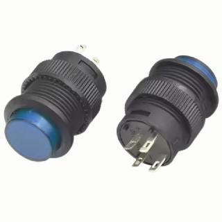 PUSH SWITCH LIT LATCH BLUE 1P1T