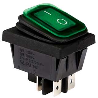 ROCKER SWITCH 2P1T 16A ON-OFF 125VAC QT 22X30MM WP ACTU GRN Stock Number: SHA-7407 $6.95