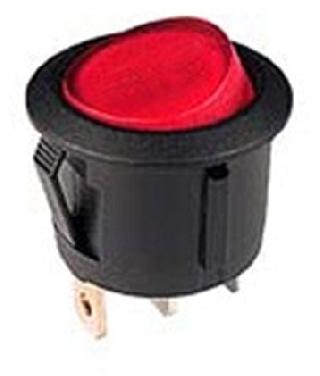 ROCKER SWITCH LIT 1P1T 10A RED ON-OFF 125VAC ROUND 19MM SNAP-INSKU:253125