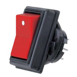 ROCKER SWITCH 2P2T 10A ON-NONE- ON 125V SOL 17.6MM REDSKU:245623