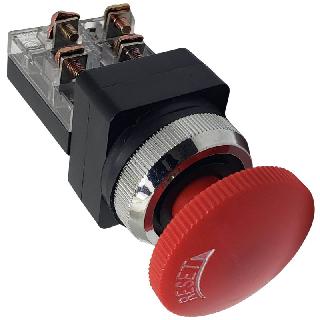 EMERGENCY PUSH SWITCH 6A 250VAC NO+NC TWIST RESET RED CAP
SKU:270623