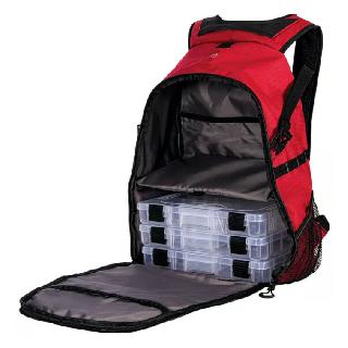 FISHING TACKLE BACKPACK RED WITH 3 BOXES WATER RESISTANT