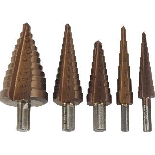 Step Drill Bit 3/16in To 1-3/8in 5pc/set
