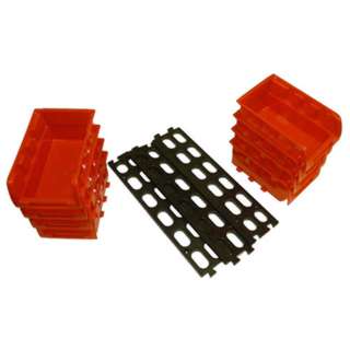 STORAGE TRAY STACKABLE PLASTIC RED 6.5X4X3IN W/3PC 12.5IN RACKSKU:236720