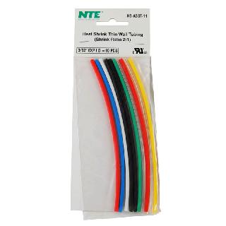 TUBING HST 3/32IN X 6IN ASSORTED COLORS 10PCS/PACK SHRINK 2:1