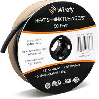 TUBING HST 3/8INX50FT DW BLK 3:1 ROLL W/ADHESIVE