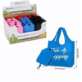SHOPPING BAG FOLDING RESUABLE ASSORTED COLORS