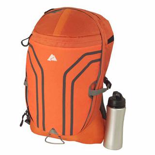 TRAVEL BACKPACK 12X9X19.25IN 24L ORANGE W/WATER BOTTLE